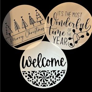 9 Pcs NEW Christmas Stencils Reusable 12 Inch Round Templates for Door Hanger
